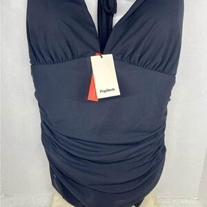 NWT Popilush Shapewear Halter Control One Piece Swimsuit 2X XXL Black